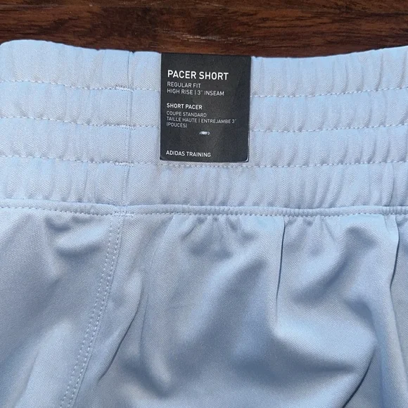 NWT Adidas Plus Size Light Blue High-Rise Pacer Shorts (3X) - Picture 3 of 5